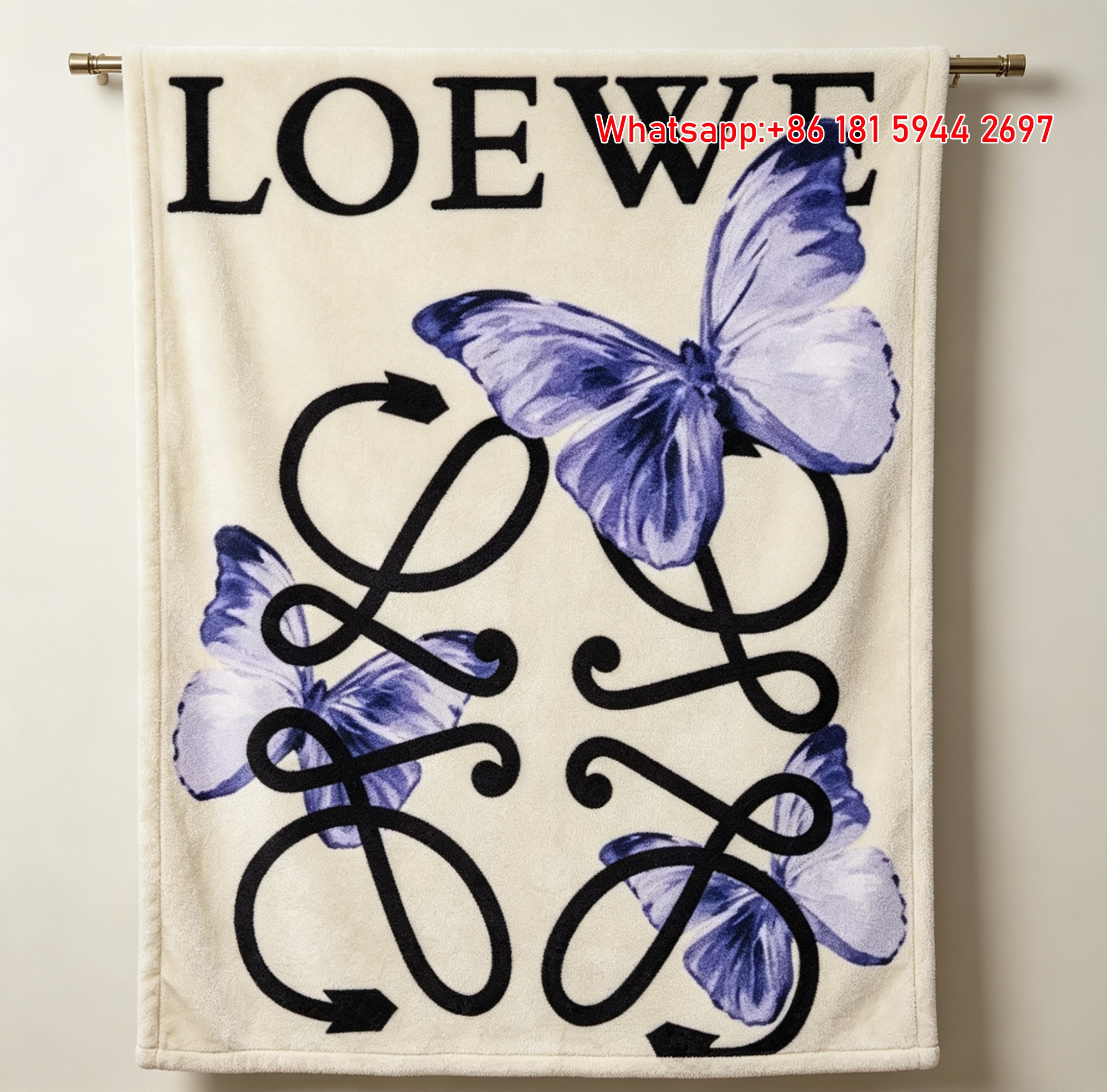 LOEWE Butterfly Logo Flannel Fleece Throw Blanket L011